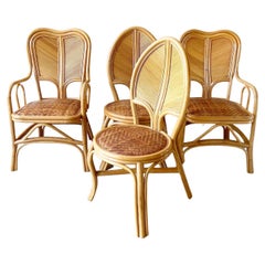 Boho Chic Bamboo Wicker Dining Chairs