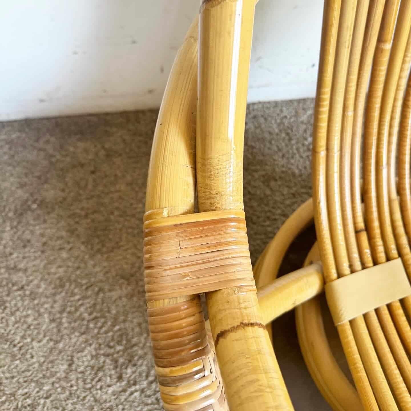 Boho Chic Bamboo Wicker Papasan Chair With Circular Foot Rest 3