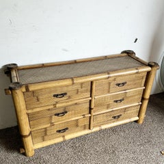 Boho Chic Bamboo Woven Dresser - 6 Drawers