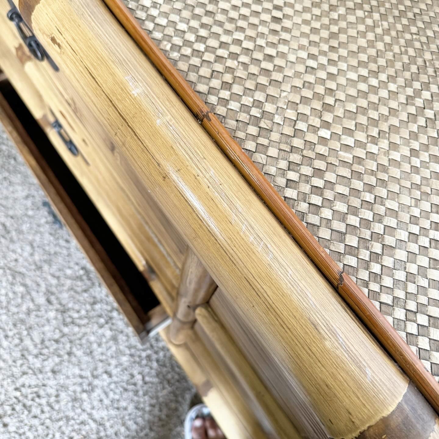 Late 20th Century Boho Chic Bamboo Woven Dresser - 6 Drawers
