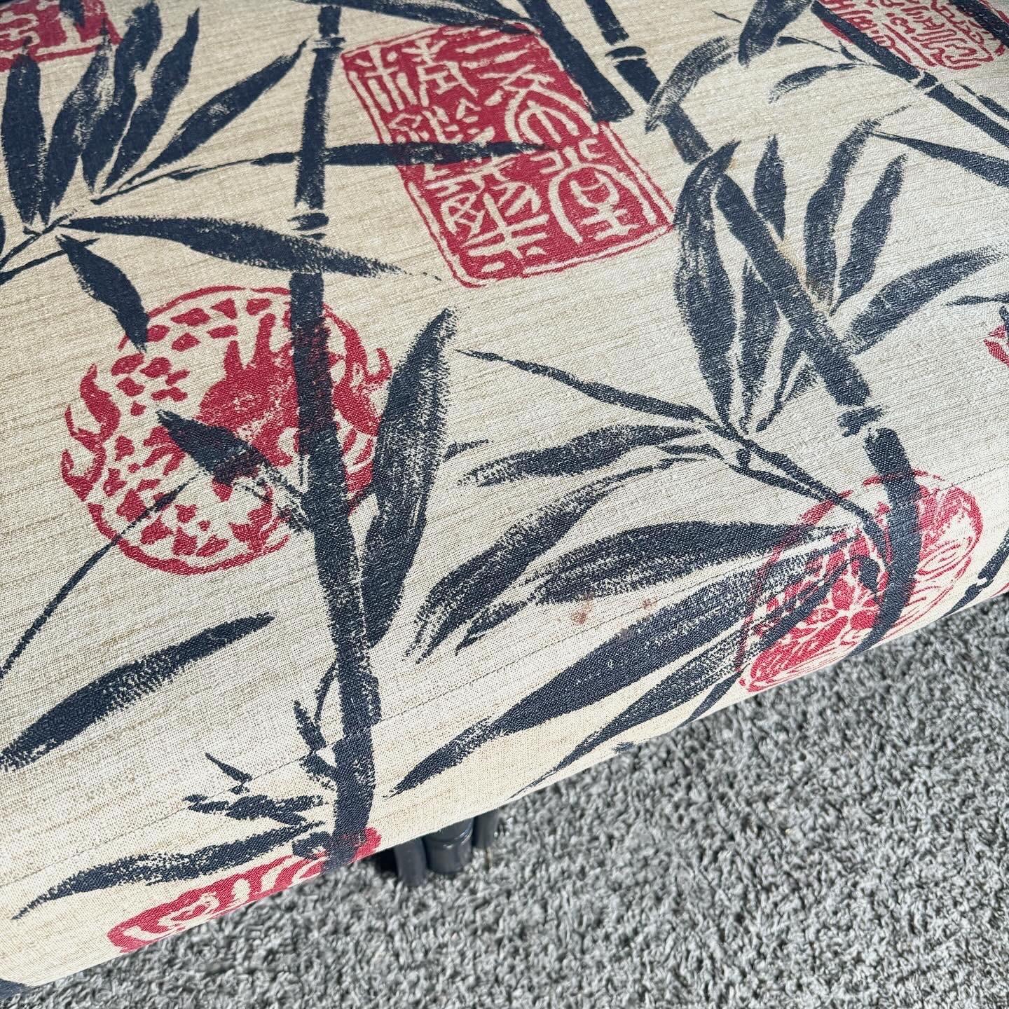 Sconosciuto Divano Boho Chic in vimini nero e rattan con cuscini rossi e neri in vendita