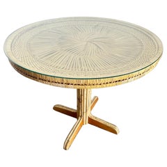 Tavolo da pranzo Boho Chic Buri Rattan Top Bamboo Glass Top