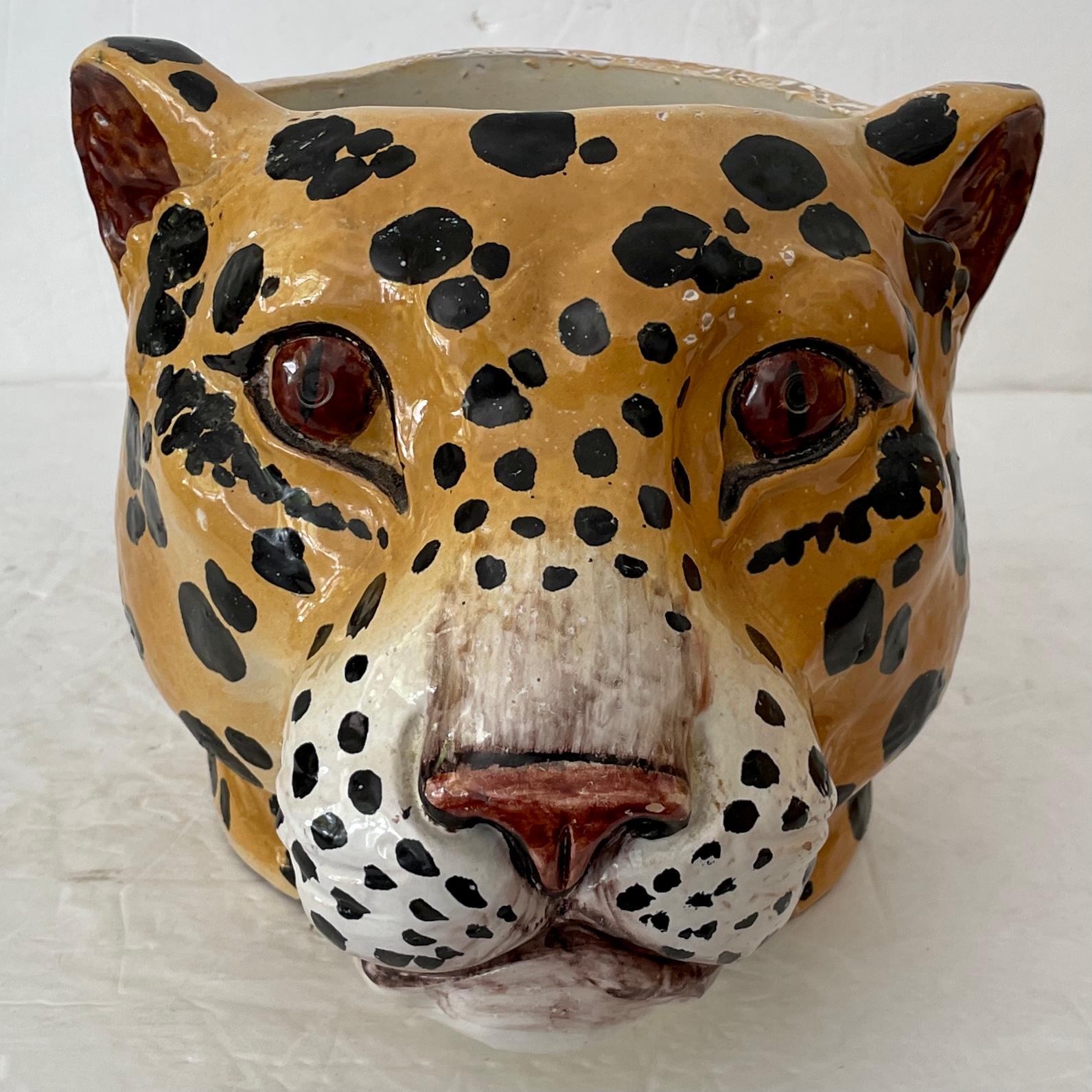 Modern Boho Chic Ceramic Cheetah Cachepot