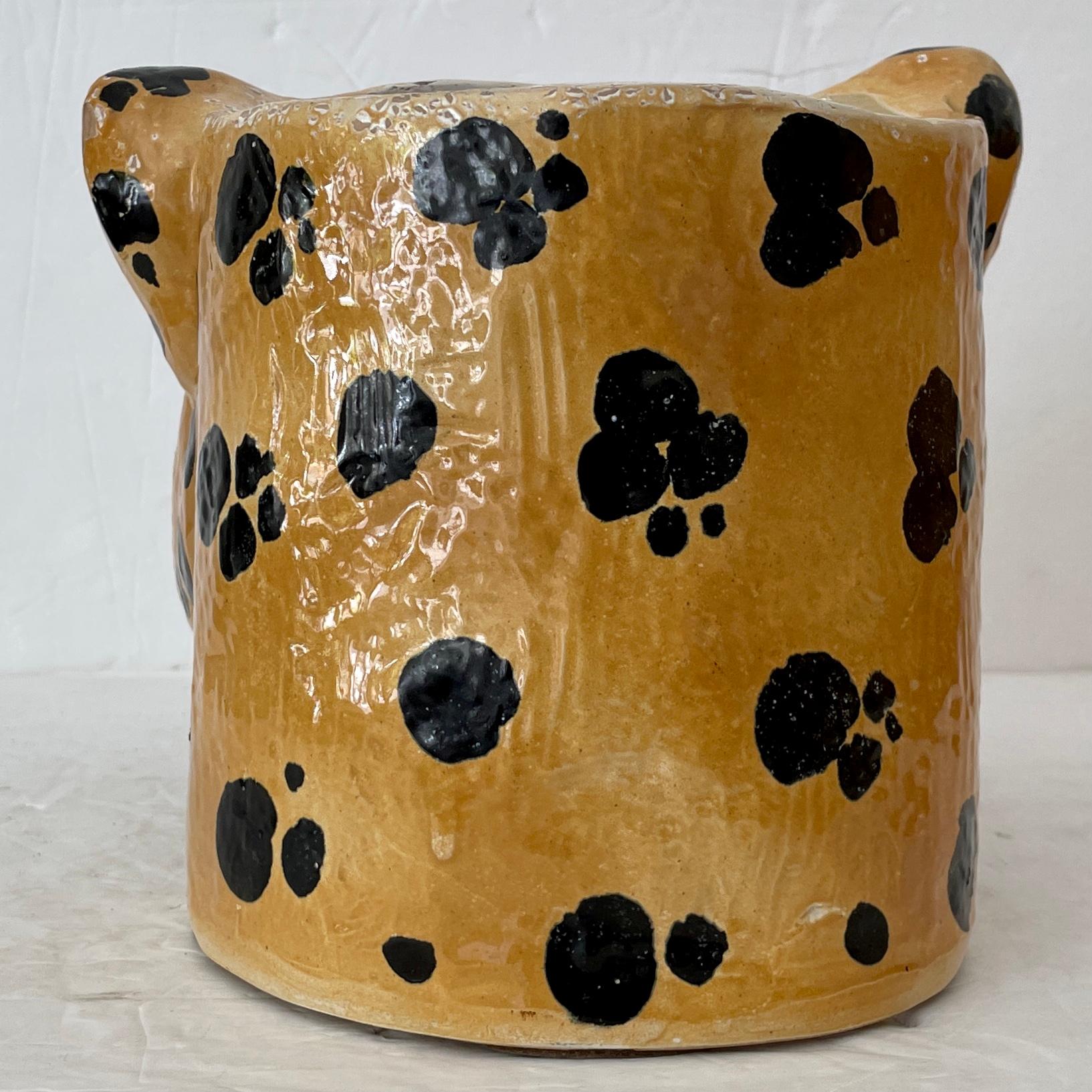 Boho Chic Ceramic Cheetah Cachepot In Good Condition In Los Angeles, CA