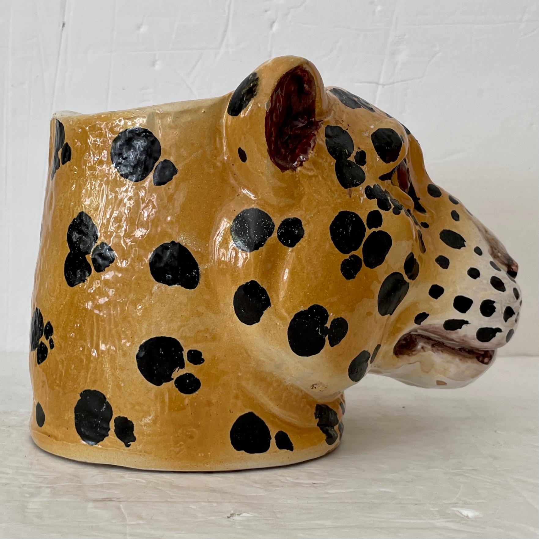 Mid-20th Century Boho Chic Ceramic Cheetah Cachepot