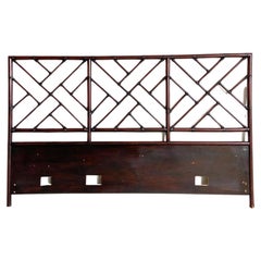 Boho Chic Chippendale Style Bamboo Rattan King Size Headboard