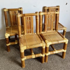 Boho Chic Chunky Bamboo Dining Chairs - Set of 4