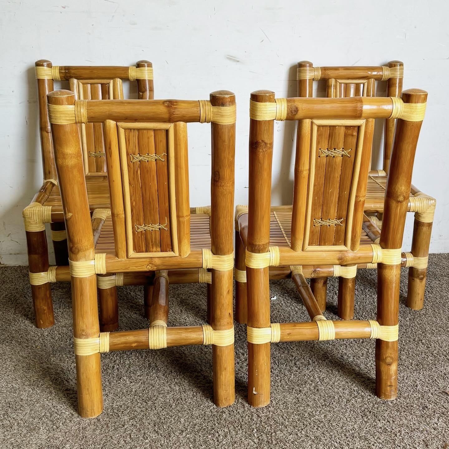 Boho Chic Chunky Bambus-Esszimmerstühle - 4er-Set im Zustand „Gut“ im Angebot in Delray Beach, FL