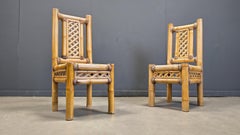 Chaises de salle à manger en bambou épais Boho Chic - Lot de 5