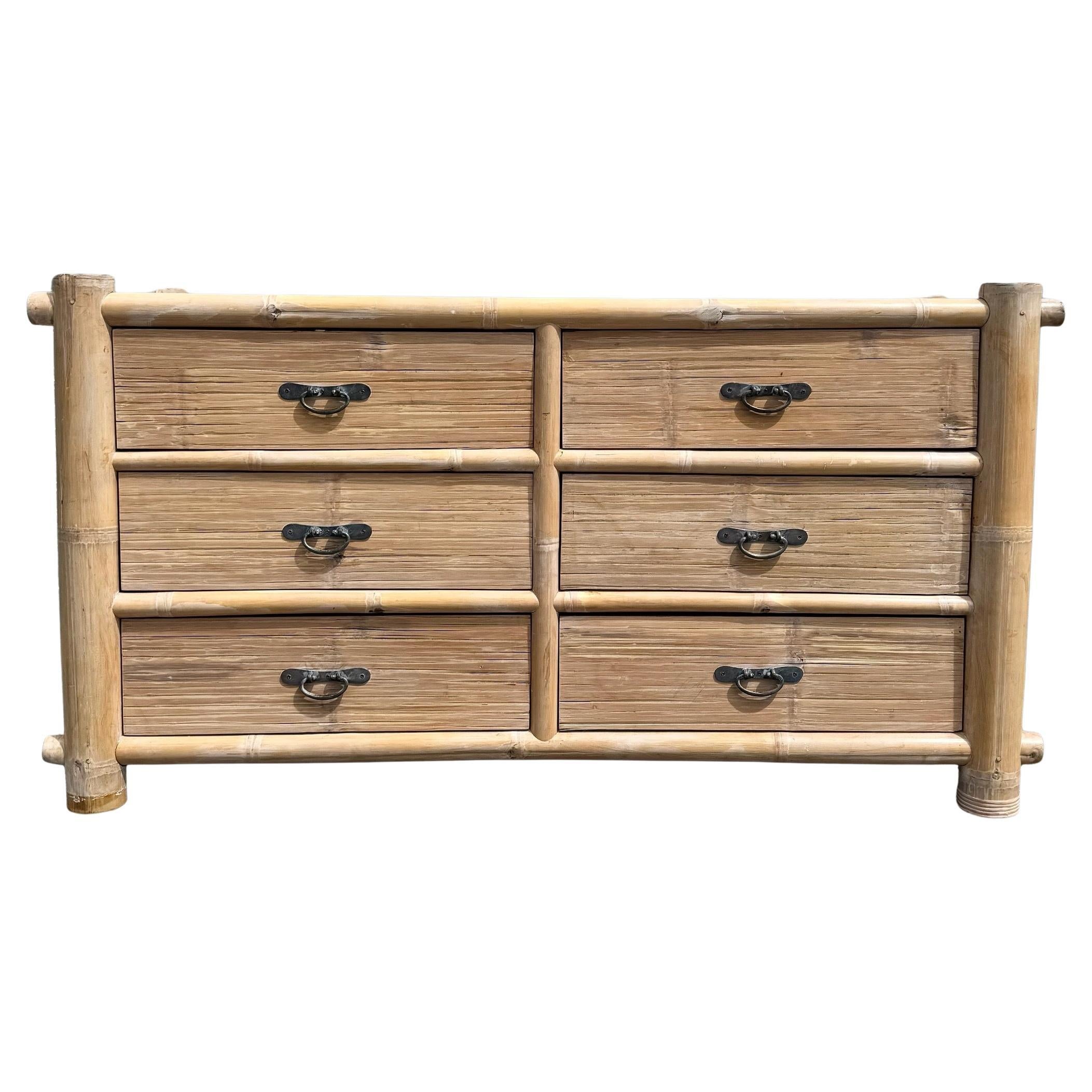 Boho Chic Chunky Bamboo Wicker Dresser