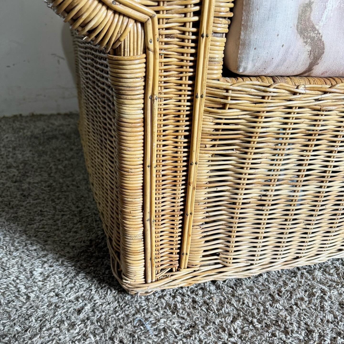 Boho Chic Clam Shell Wicker Lounge Chairs With Ottoman - 3 Pieces 5