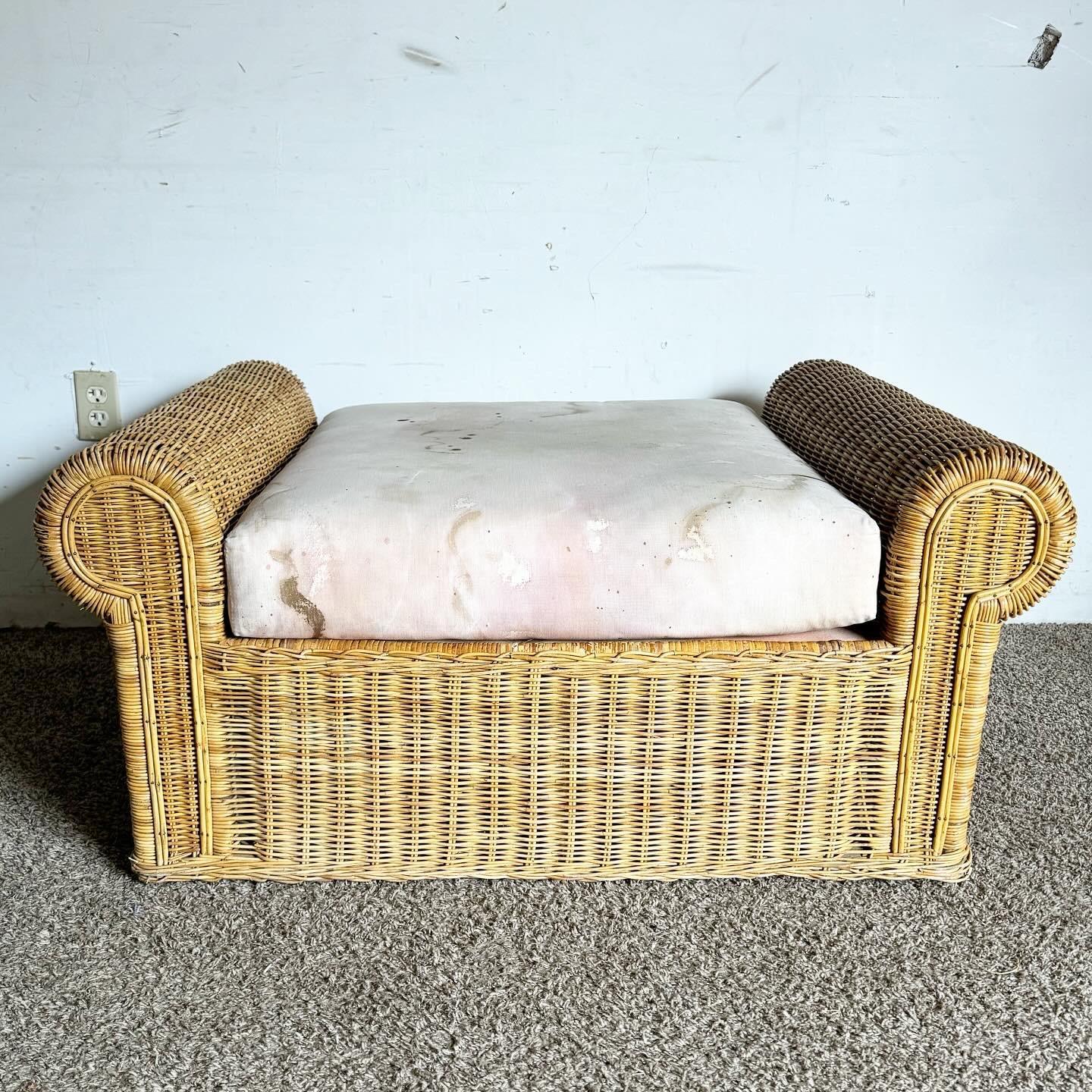 Boho Chic Clam Shell Wicker Lounge Chairs With Ottoman - 3 Pieces 4
