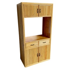Boho Chic Coastal Bamboo and Wood Etagere/Cabinet