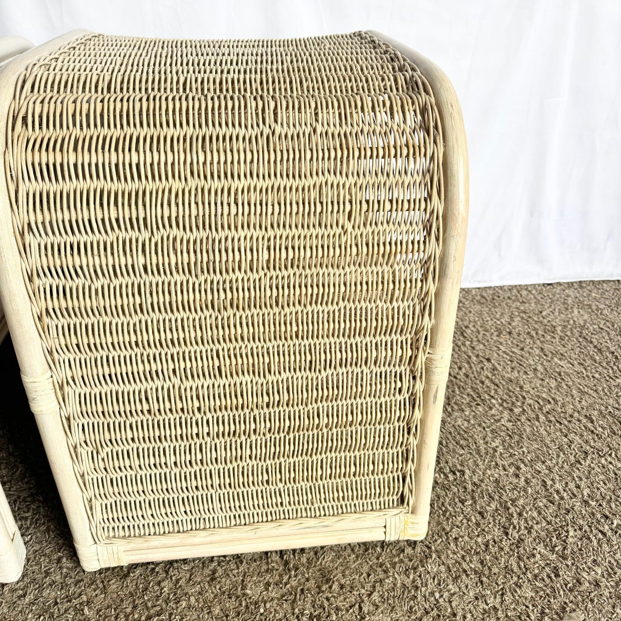 Tavolini a cascata in vimini di Rattan Boho Chic - Una coppia in vendita 5
