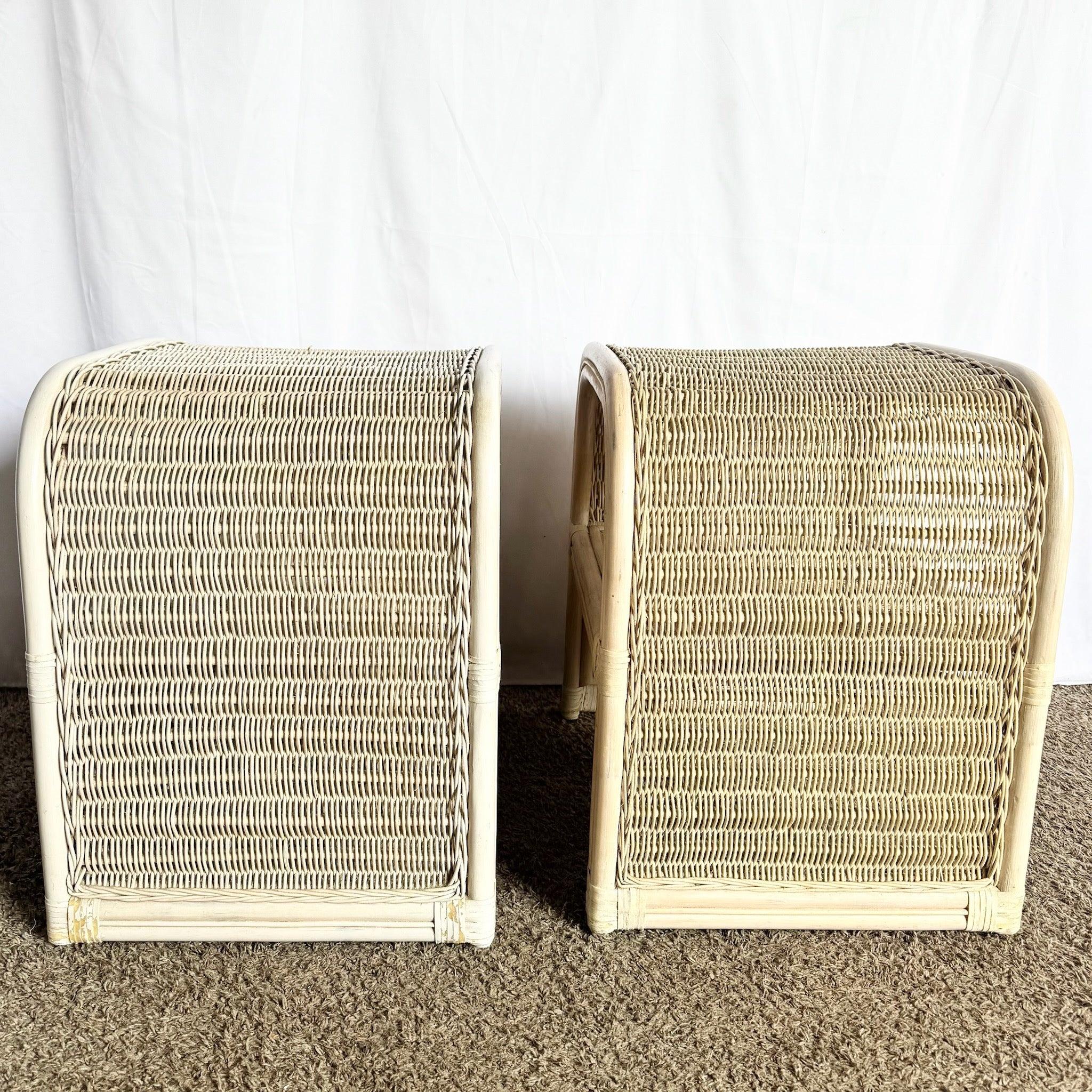 Tavolini a cascata in vimini di Rattan Boho Chic - Una coppia in vendita 2