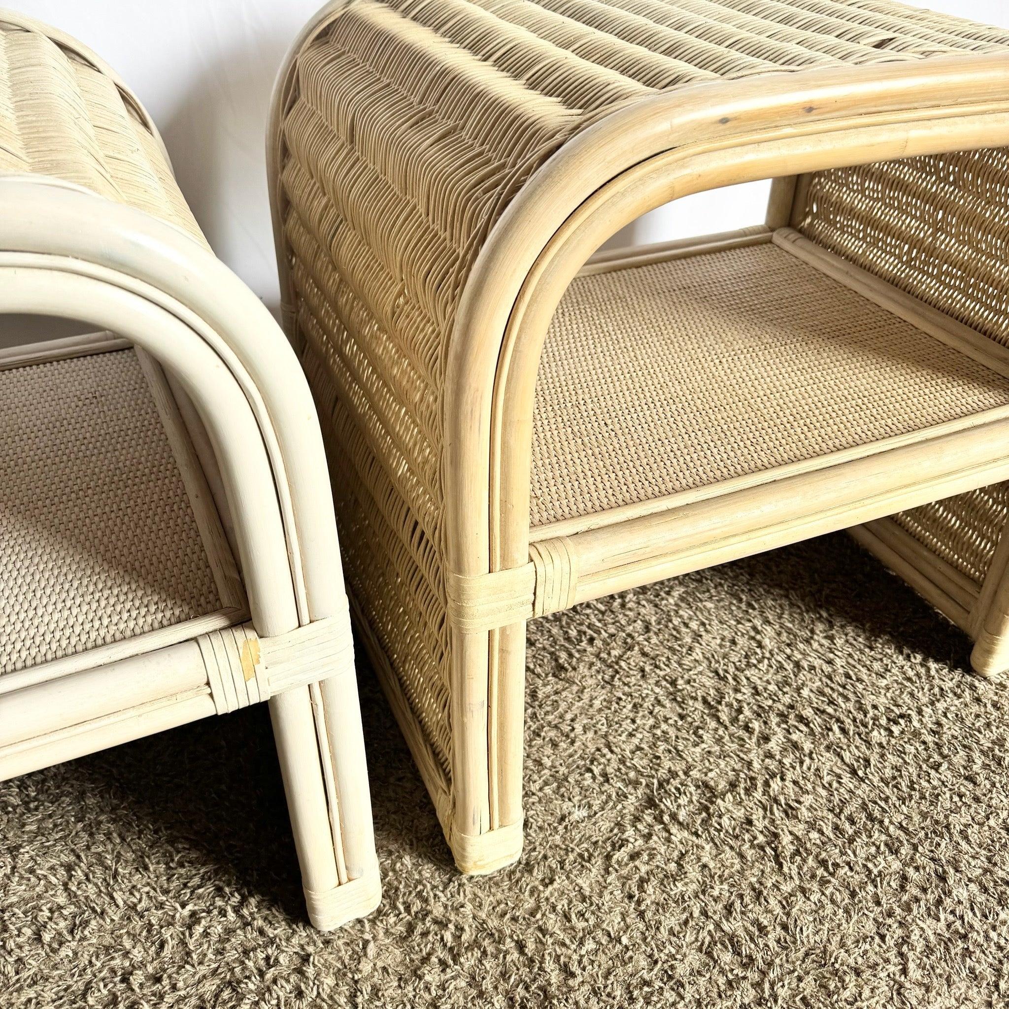 Tavolini a cascata in vimini di Rattan Boho Chic - Una coppia in vendita 3