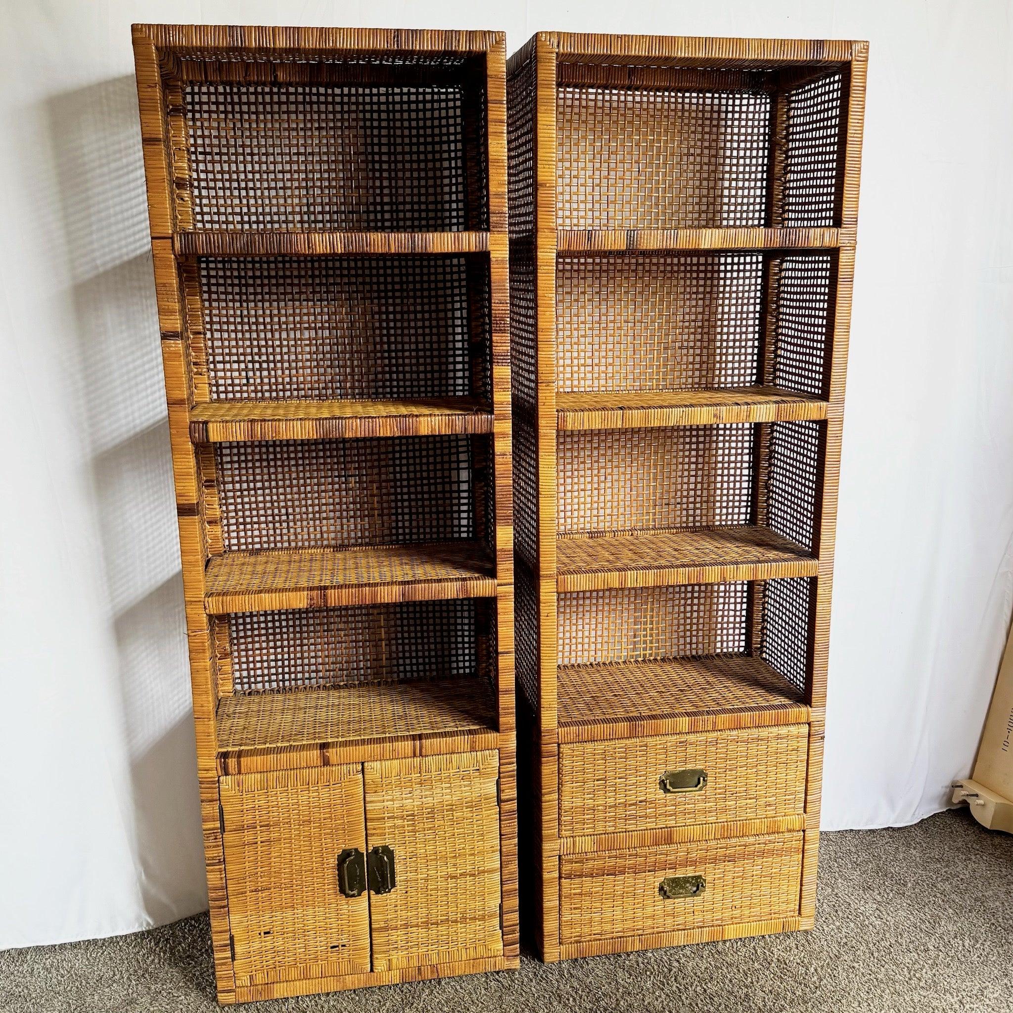 Etageres/librerie in vimini Boho Chic Coastal - Set di 2 in vendita 4