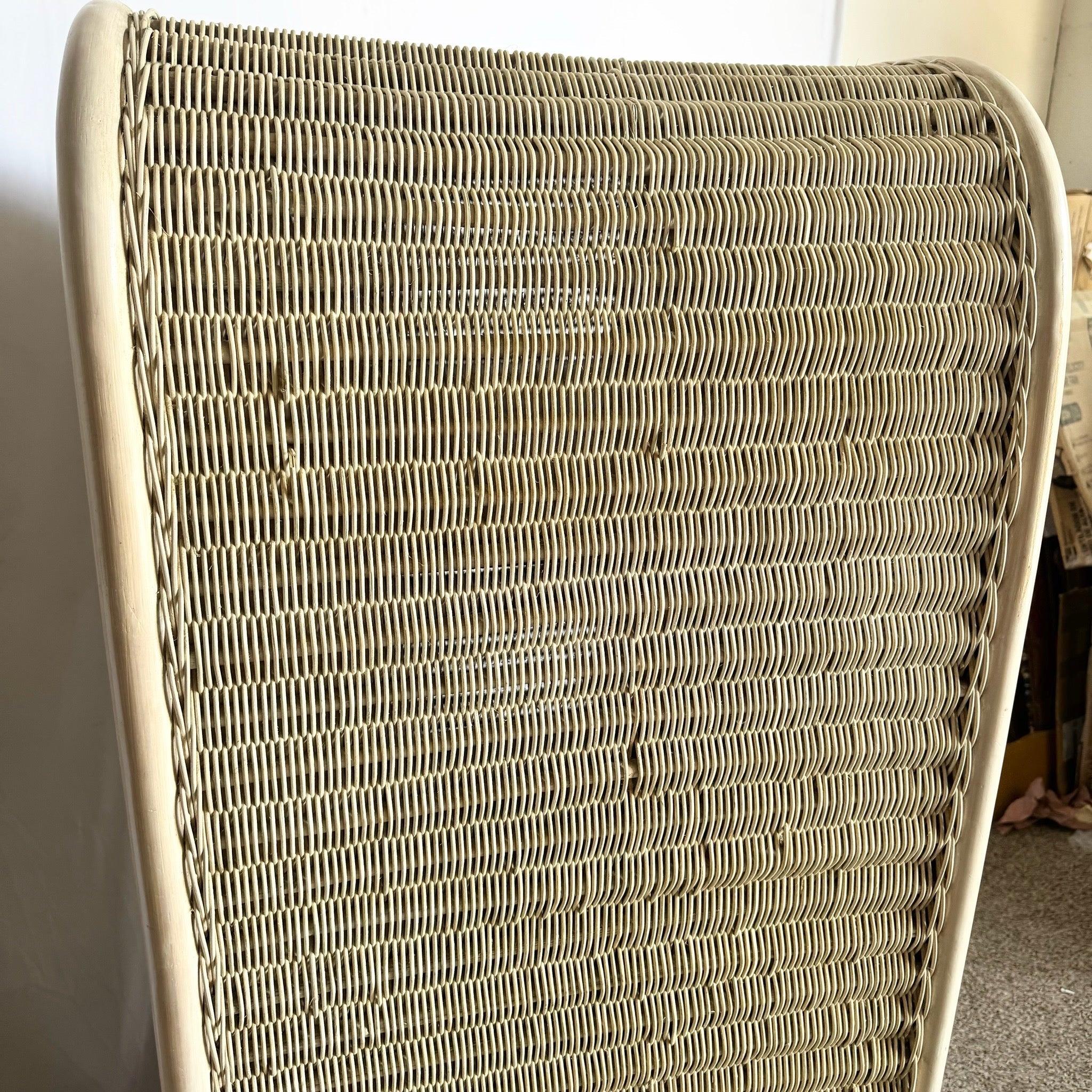 Boho Chic Coastal Wicker Rattan Waterfall Armoire For Sale 1