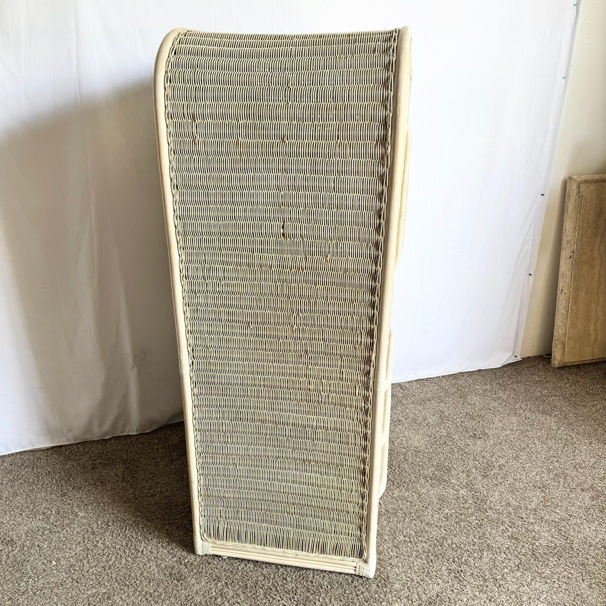 Boho Chic Coastal Wicker Rattan Waterfall Armoire For Sale 2
