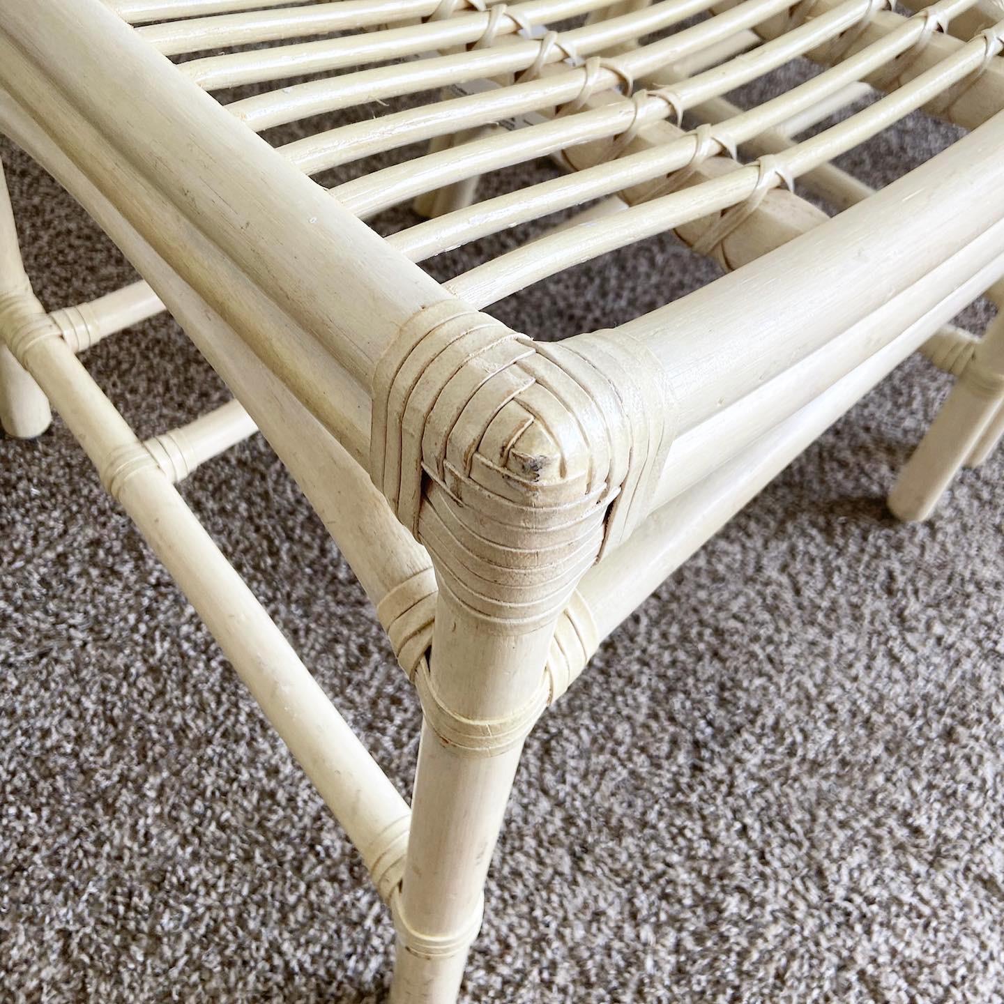 The Boho Chic Cream Bamboo Rattan Dining Chairs are a beautiful fusion of bohemian charm and natural elegance. With a tranquil cream finish and meticulously crafted details, these chairs bring warmth and style to your dining space.

Boho chic