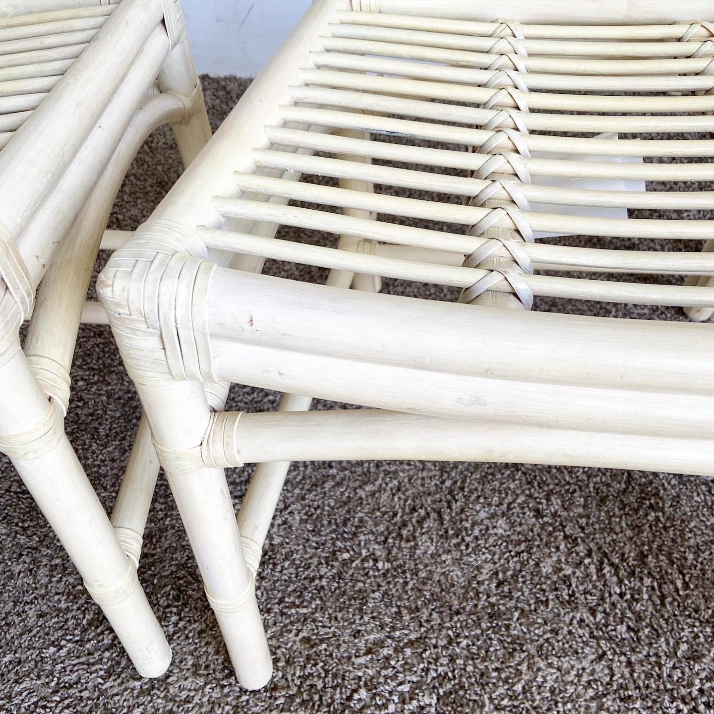 Philippine Boho Chic Cream Bamboo Rattan Dining Chairs For Sale