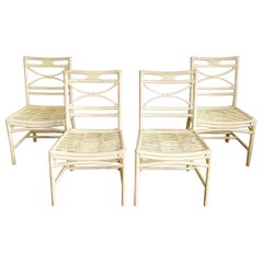 Boho Chic Sillas de Comedor de Ratán de Bambú Crema