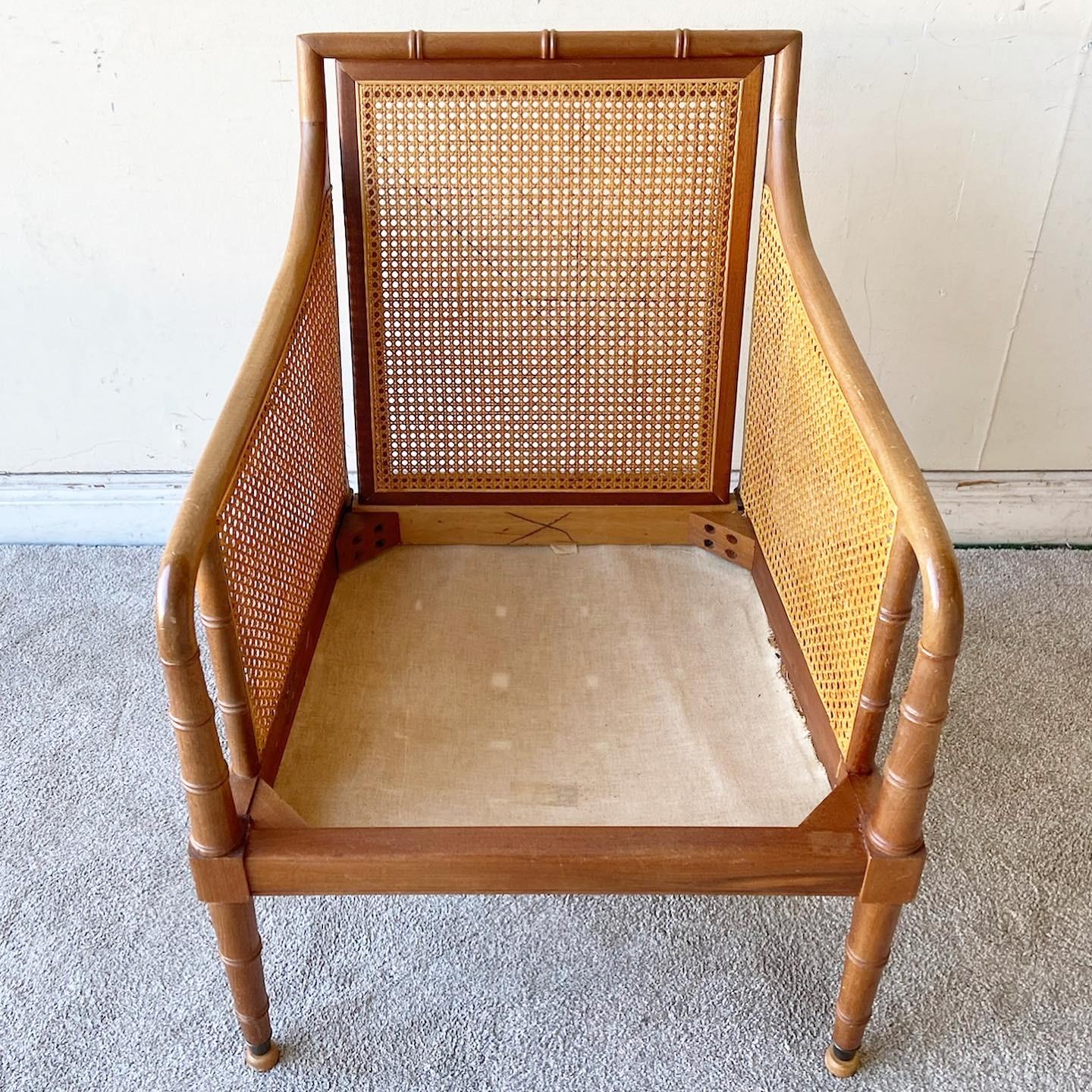 American Boho Chic Faux Bamboo and Cane Arm Chair