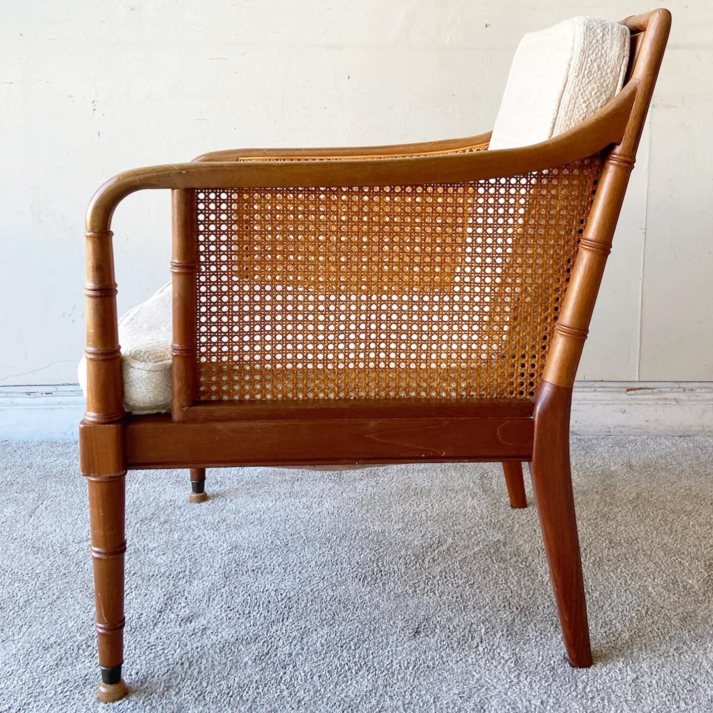 Boho Chic Faux Bamboo and Cane Arm Chair In Good Condition In Delray Beach, FL