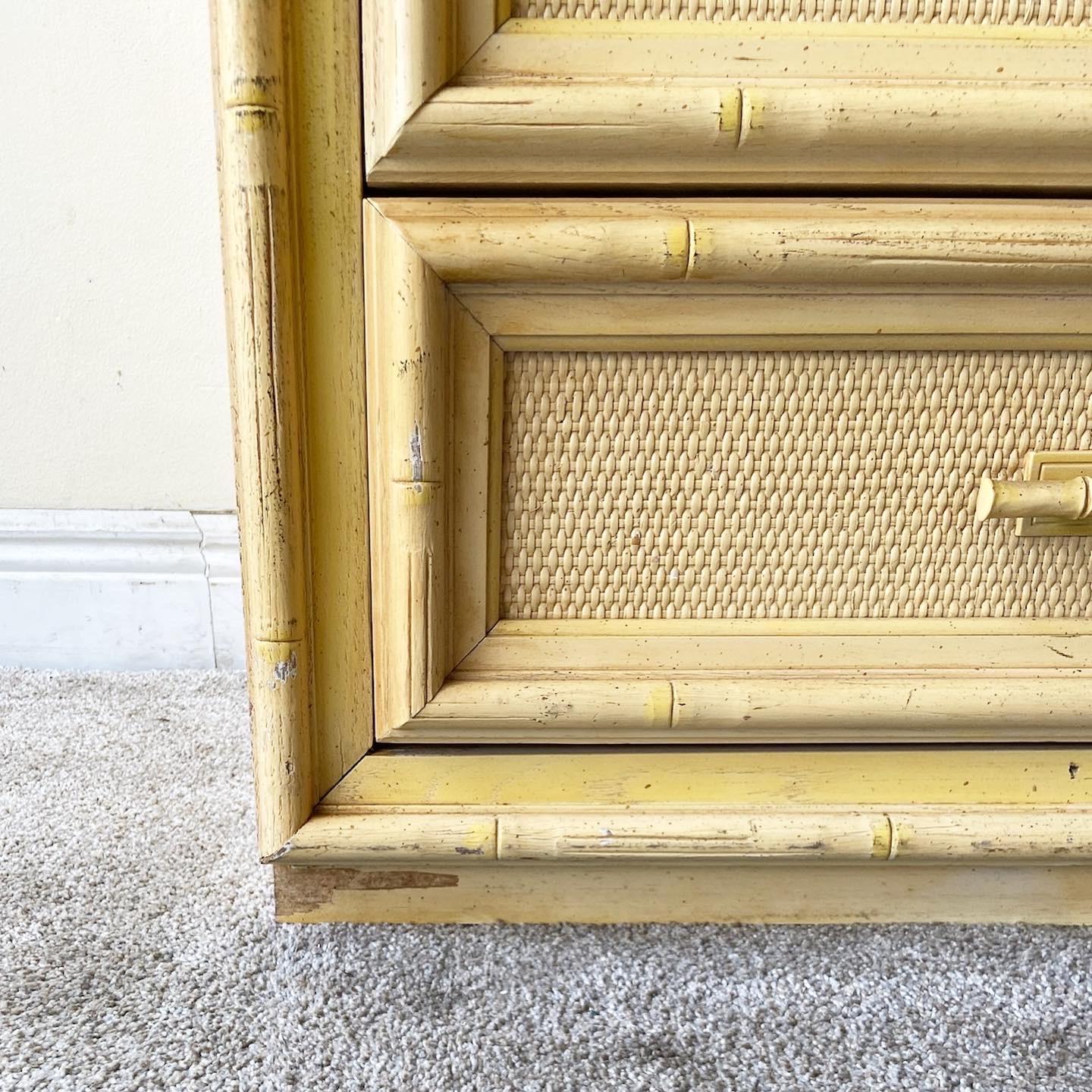 Boho Chic Faux Bamboo Dresser with Mirror In Good Condition In Delray Beach, FL