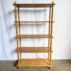 Boho Chic Faux Bamboo Herringbone Bookshelf/Etagere