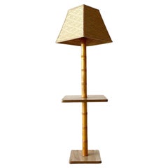 Boho Chic Faux Bamboo Side Table Floor Lamp