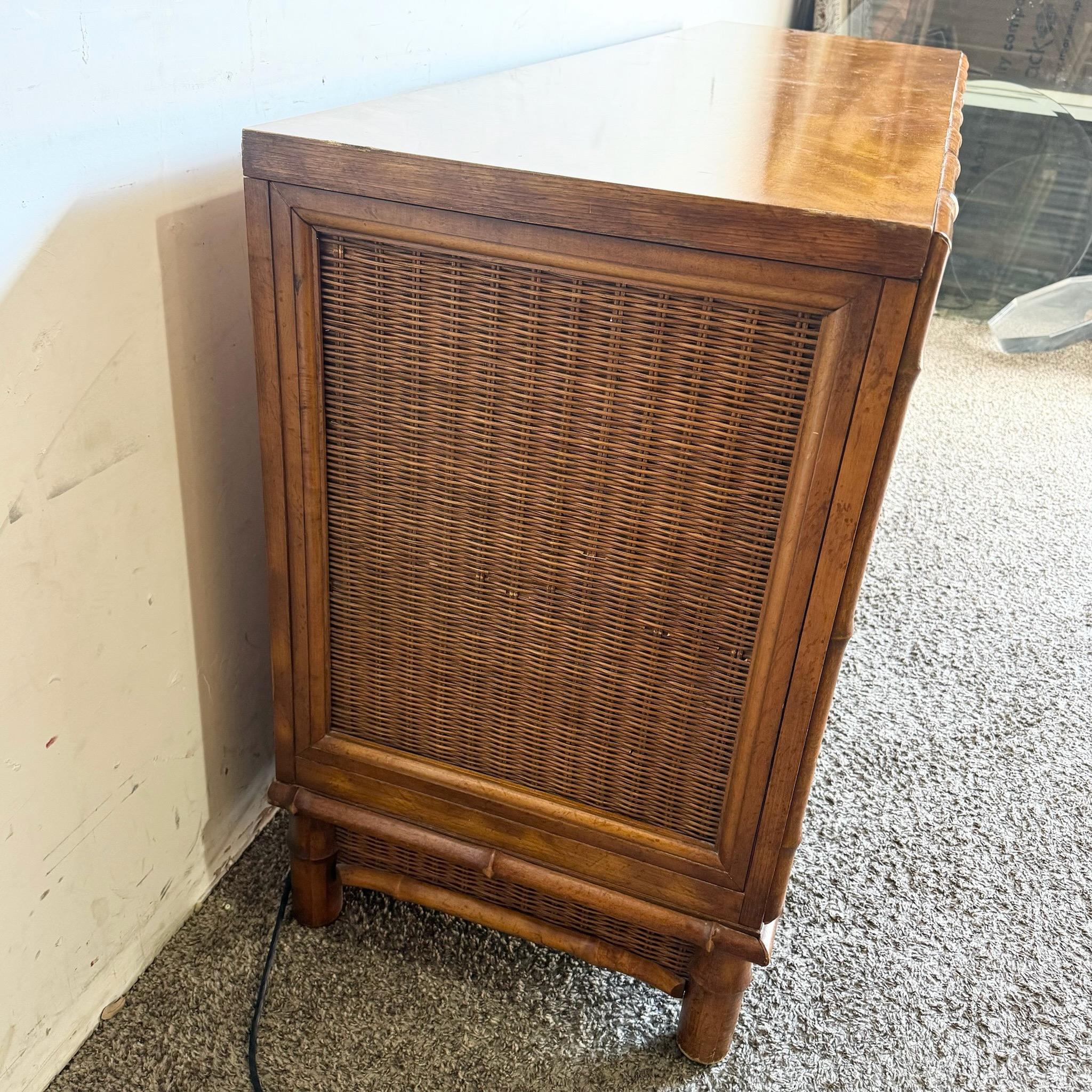 Boho Chic Faux Bamboo Wicker Dresser by American of Martinsville 6