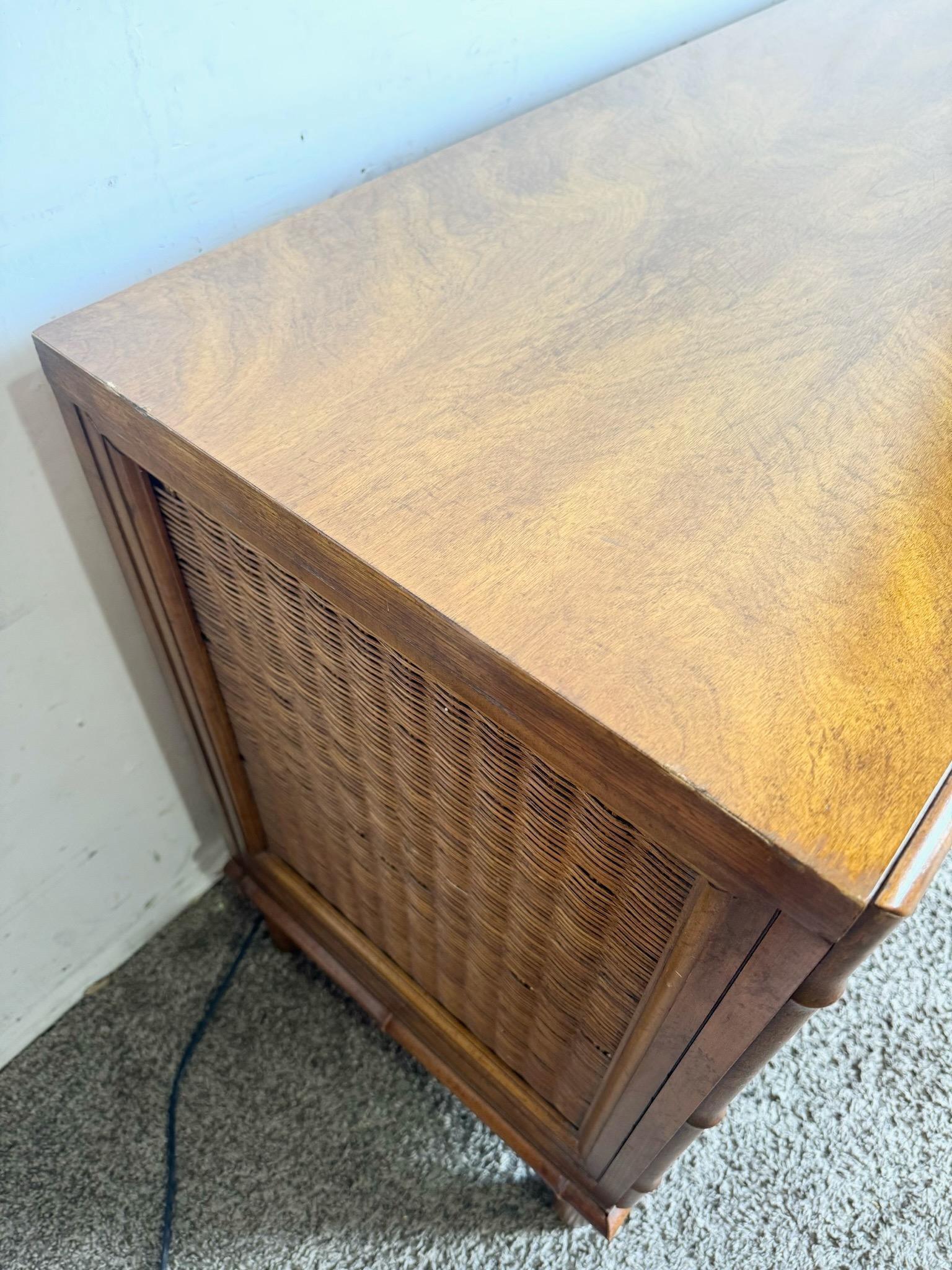 Boho Chic Faux Bamboo Wicker Dresser by American of Martinsville 1