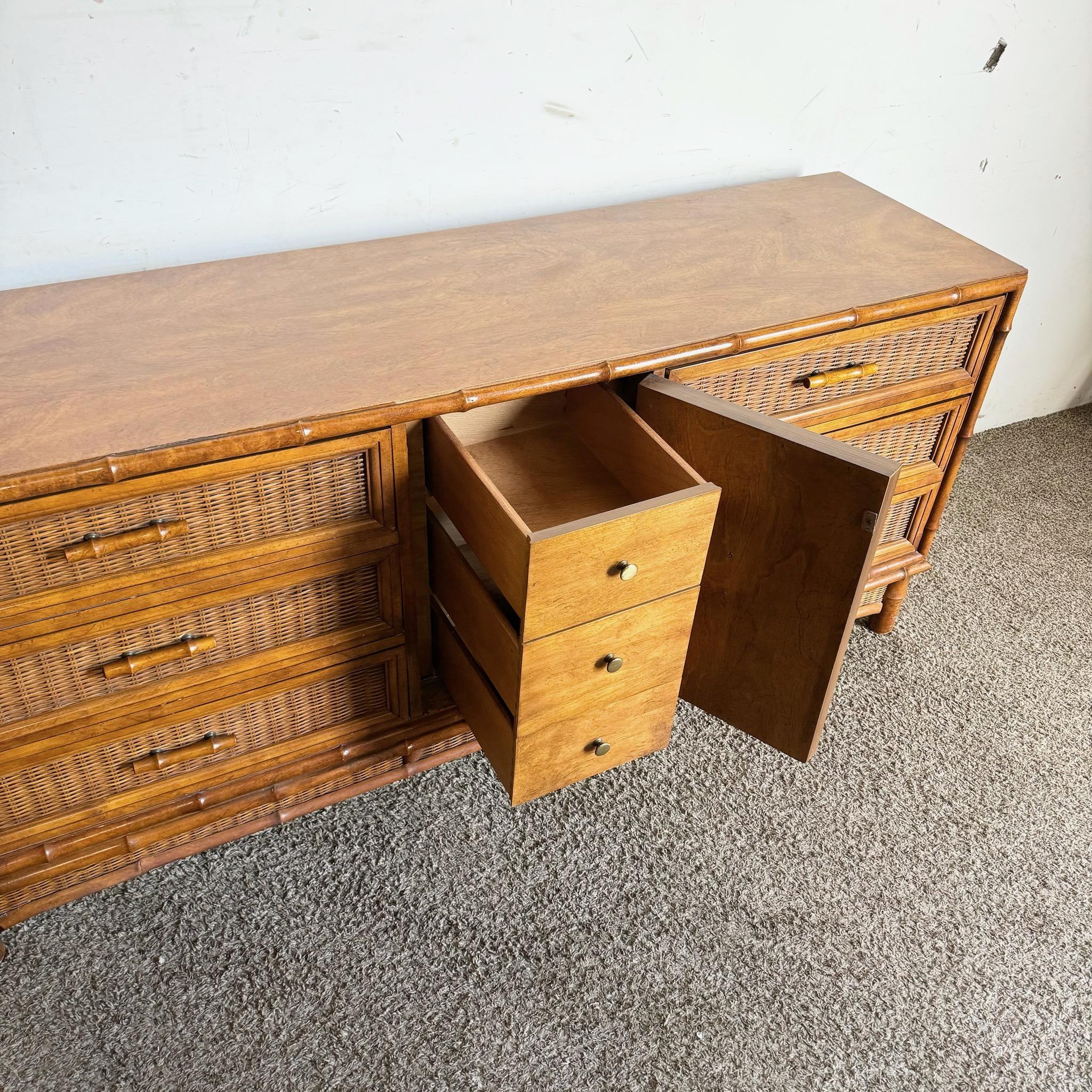 Boho Chic Faux Bamboo Wicker Dresser by American of Martinsville 4