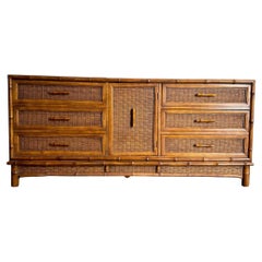 Used Boho Chic Faux Bamboo Wicker Dresser by American of Martinsville