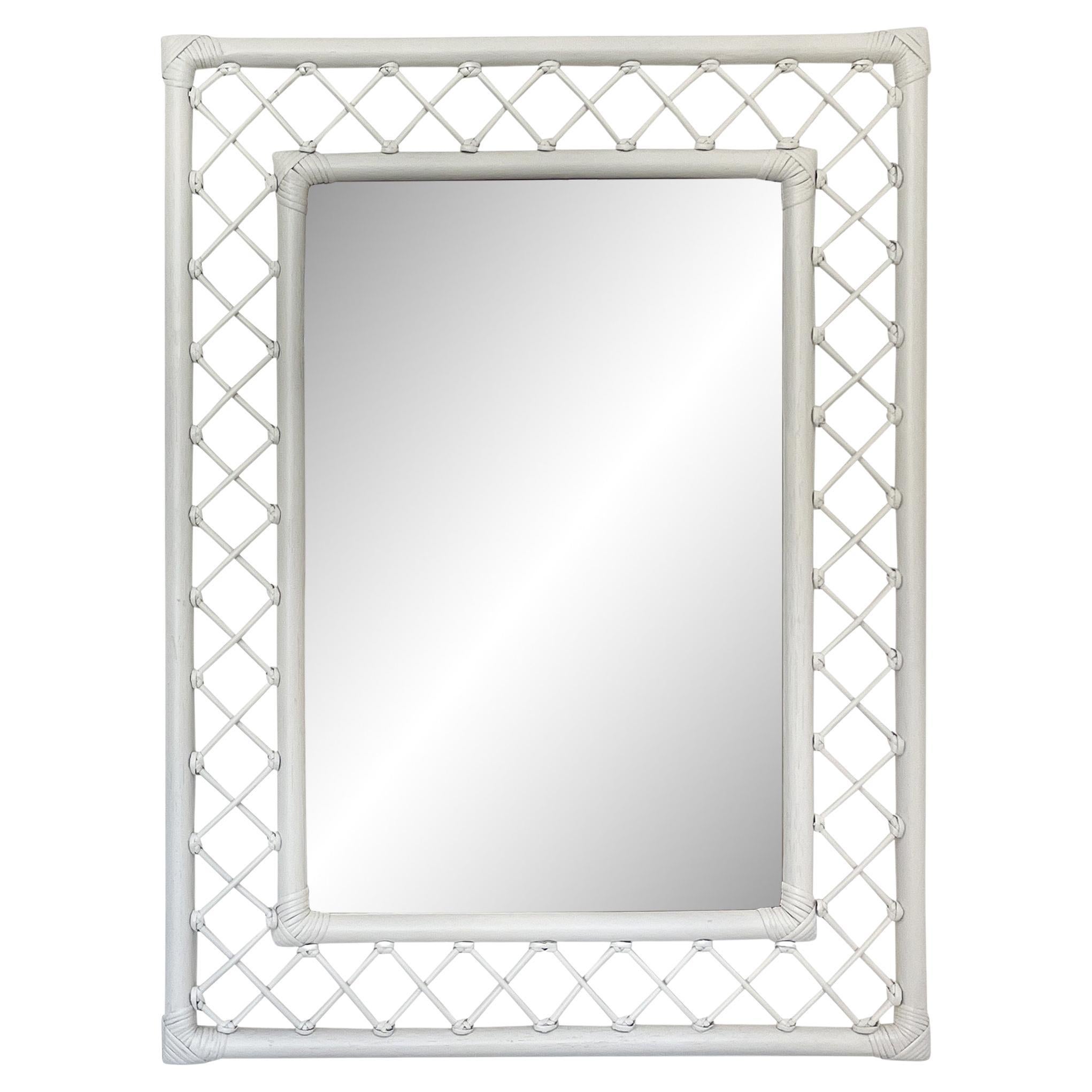 Boho Chic Ficks Reed Lattice Frame Mirror For Sale