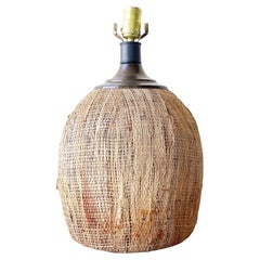 Boho Chic Grass Cloth and Metal Table Lamp