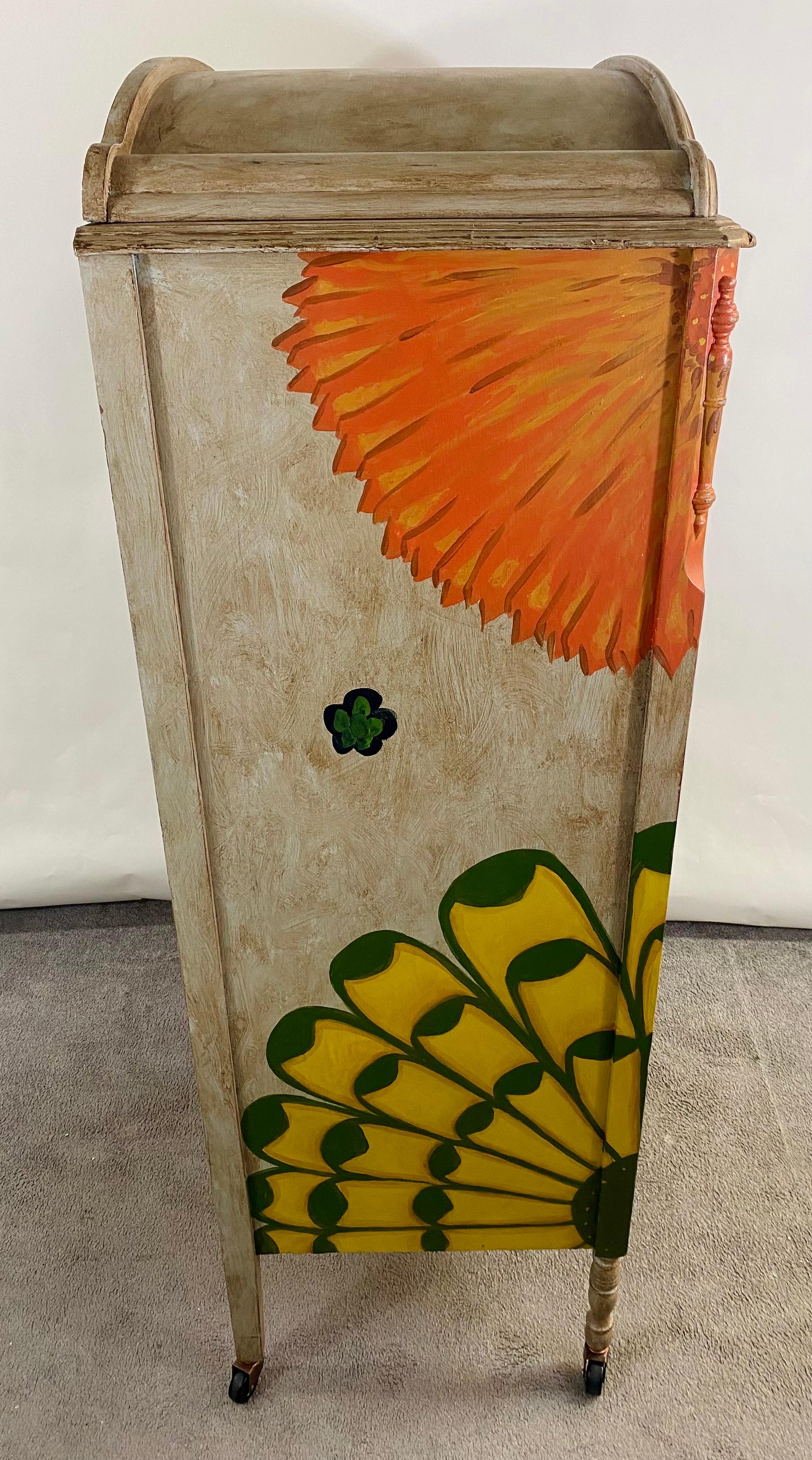 Boho Chic Hand painted Armoire or Wardrobe  For Sale 6
