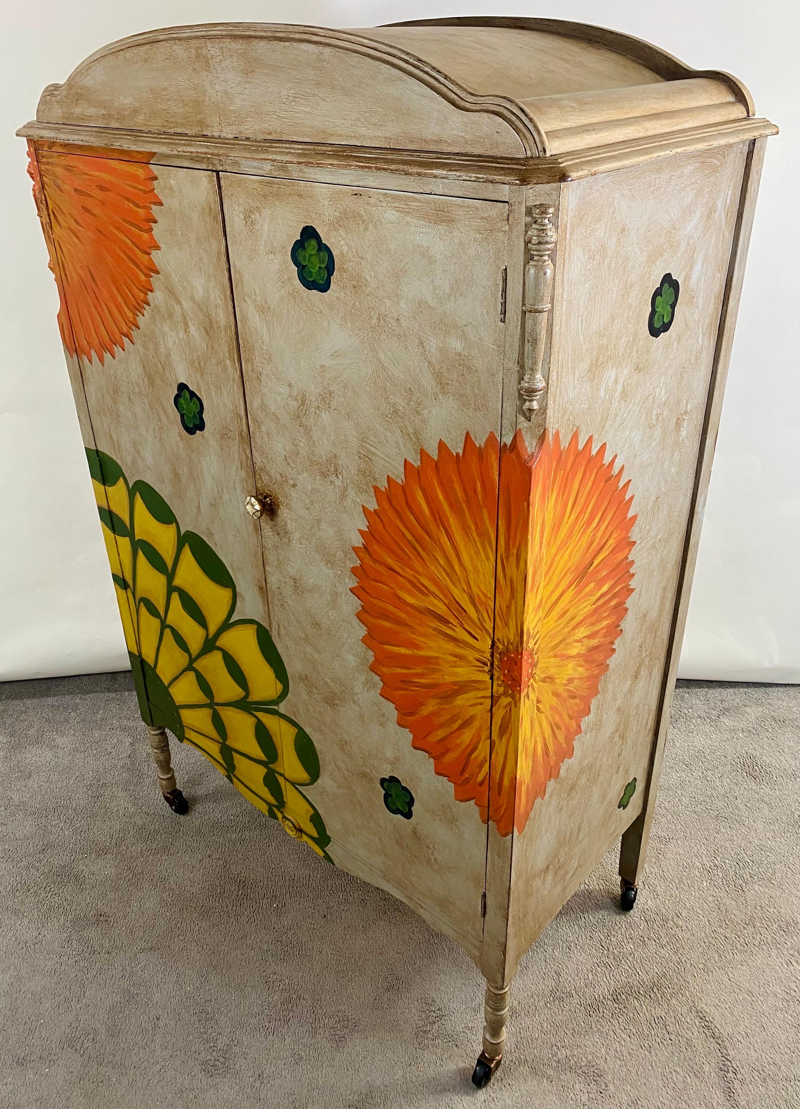 Boho Chic Hand painted Armoire or Wardrobe  For Sale 8