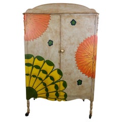 Antique Boho Chic Hand painted Armoire or Wardrobe 