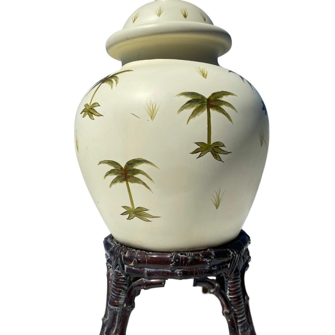 Boho chic, cool and inviting, easy to have fun with a shade. Packing fee included with price, btw base has been touched up a bit since photos and look even better.
Lamp height is 22.