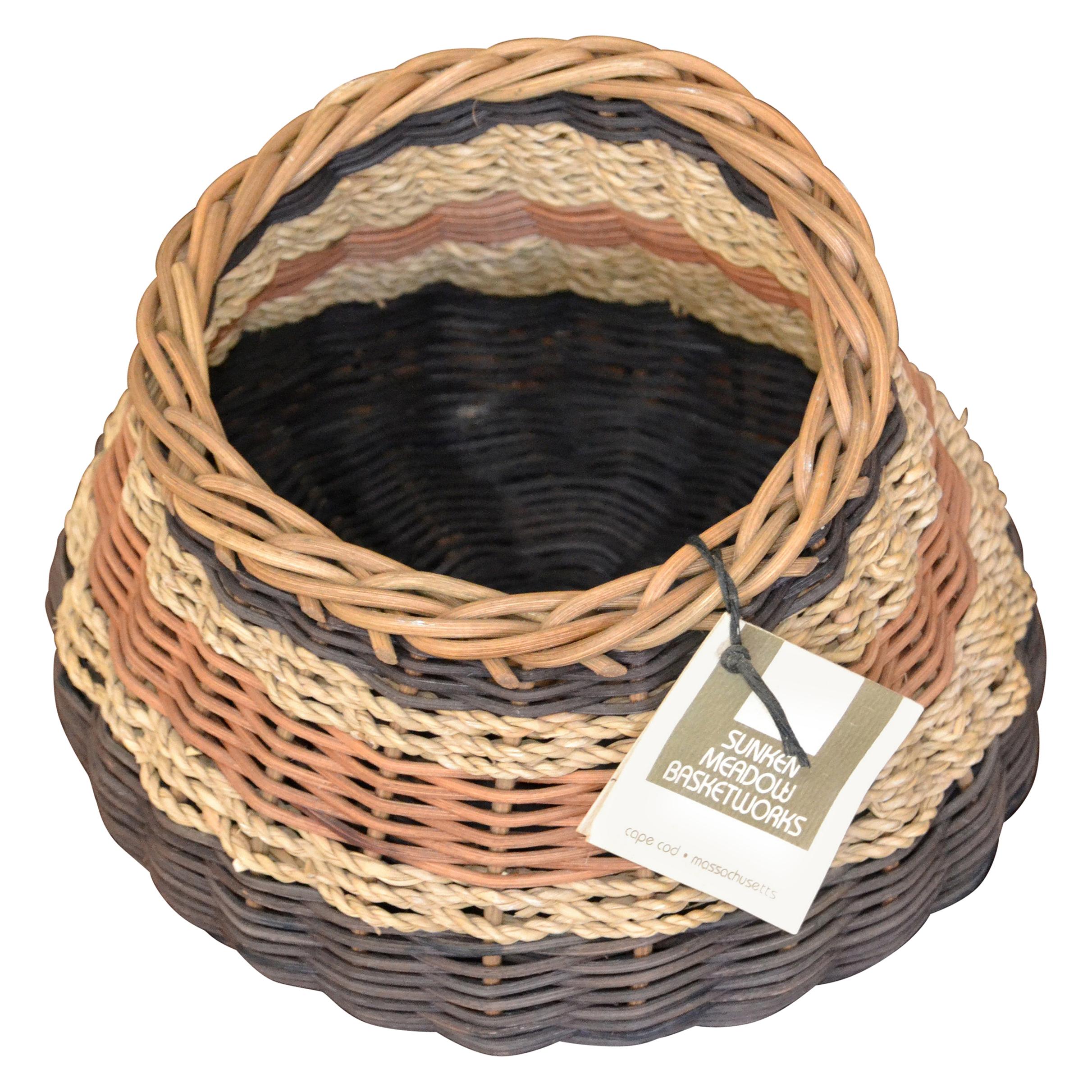 Boho Chic Handcrafted Woven Reed and Seagrass Nancy Basket by Paulette Lenney  For Sale