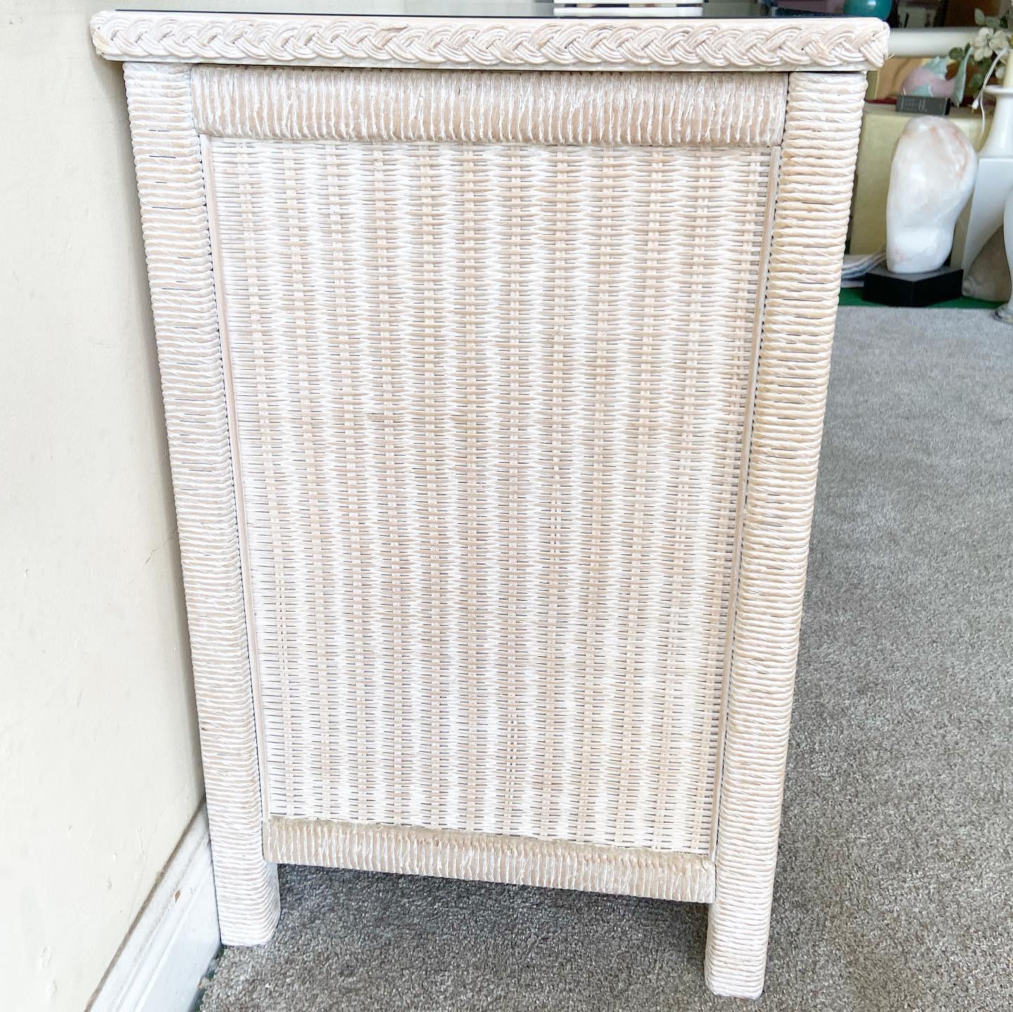 Bohemian Boho Chic Henry Link for Lexington Wicker Glass Top Dresser