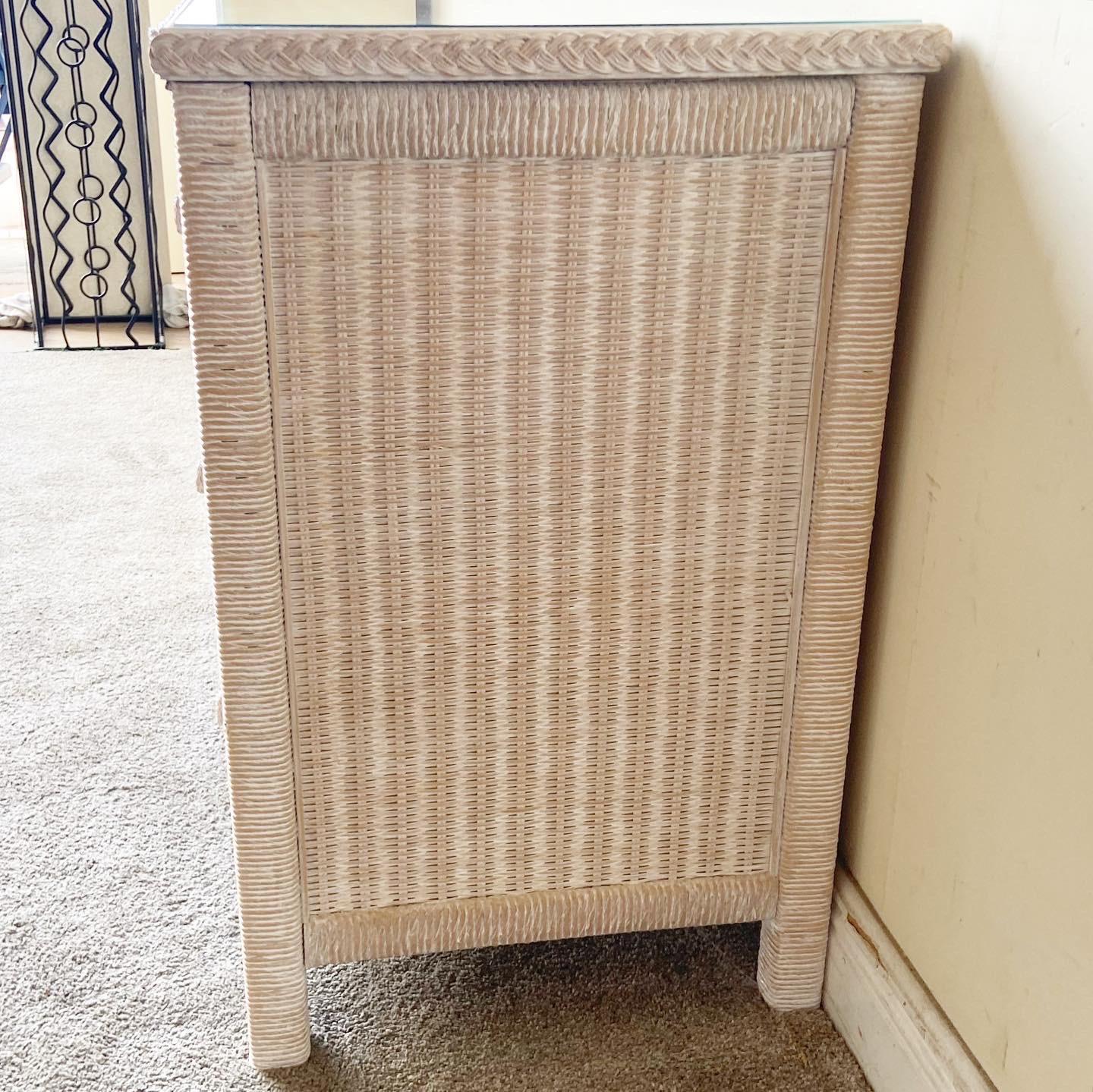 American Boho Chic Henry Link for Lexington Wicker Glass Top Dresser
