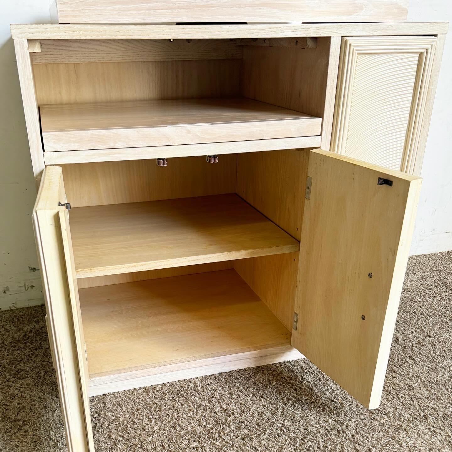 Boho Chic Henry Link Pencil Reed Cabinet/Dry Bar With Rotating Top For Sale 5