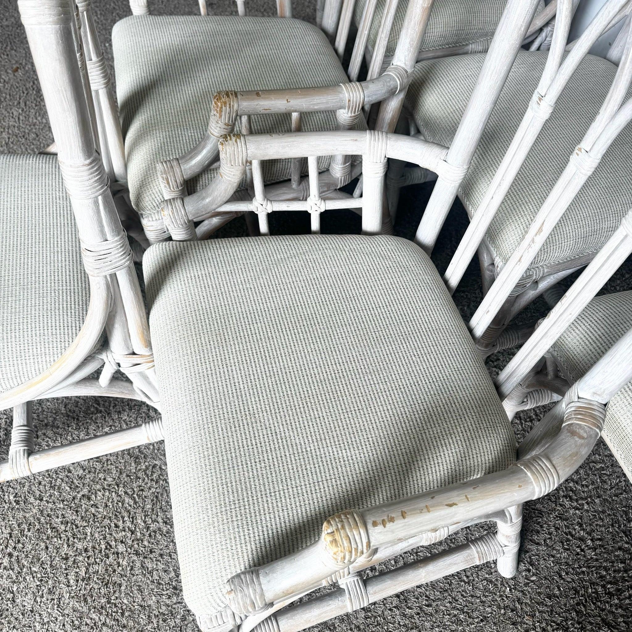 Boho Chic Henry Link Rattan-Esszimmerstühle von Lexington, 6er-Set (amerikanisch) im Angebot