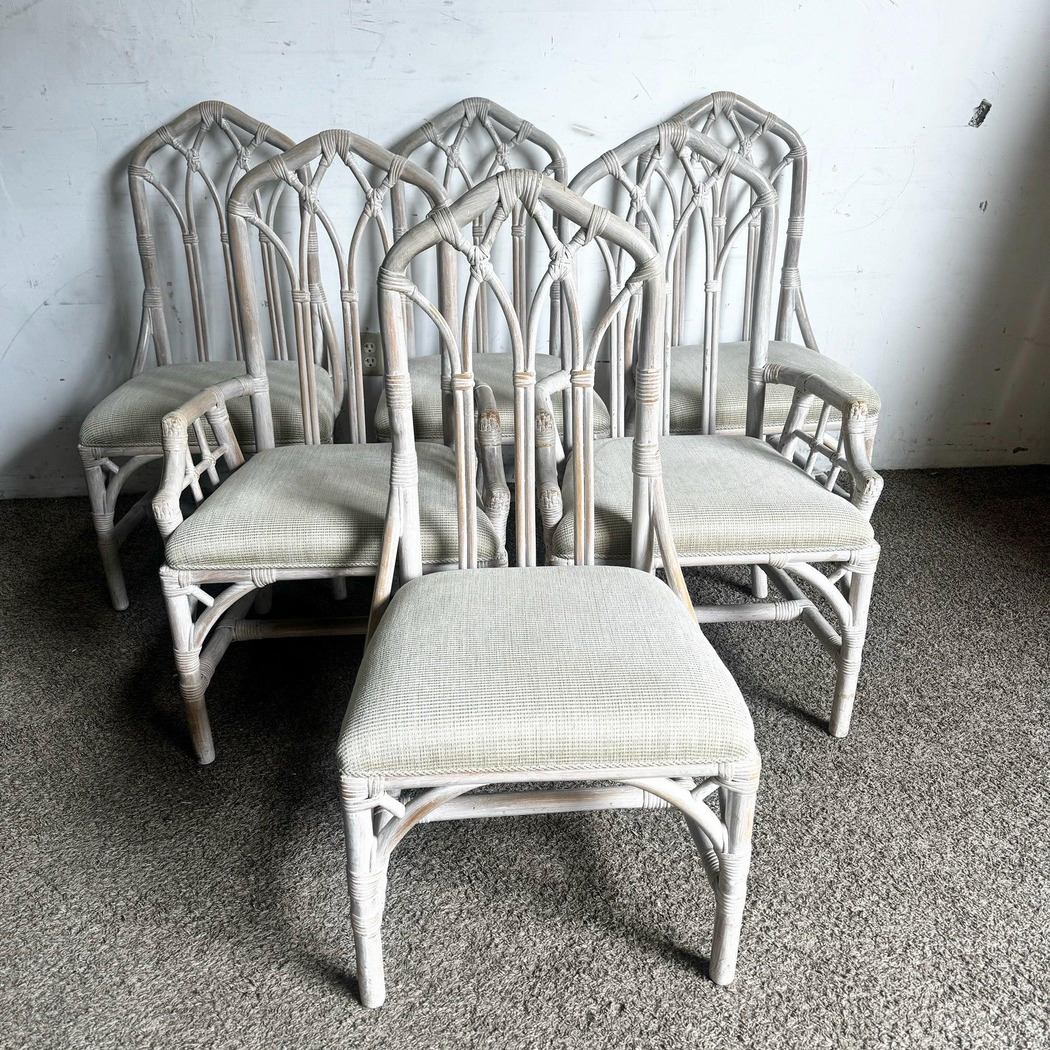 Boho Chic Henry Link Rattan-Esszimmerstühle von Lexington, 6er-Set im Angebot 1