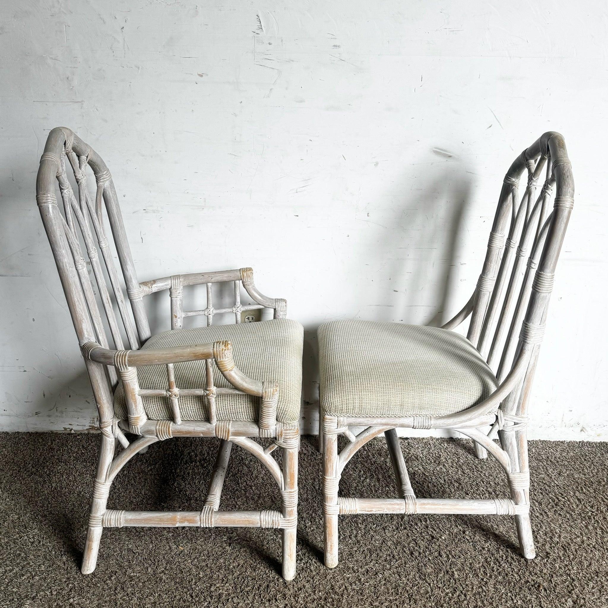 Boho Chic Henry Link Rattan-Esszimmerstühle von Lexington, 6er-Set im Angebot 3