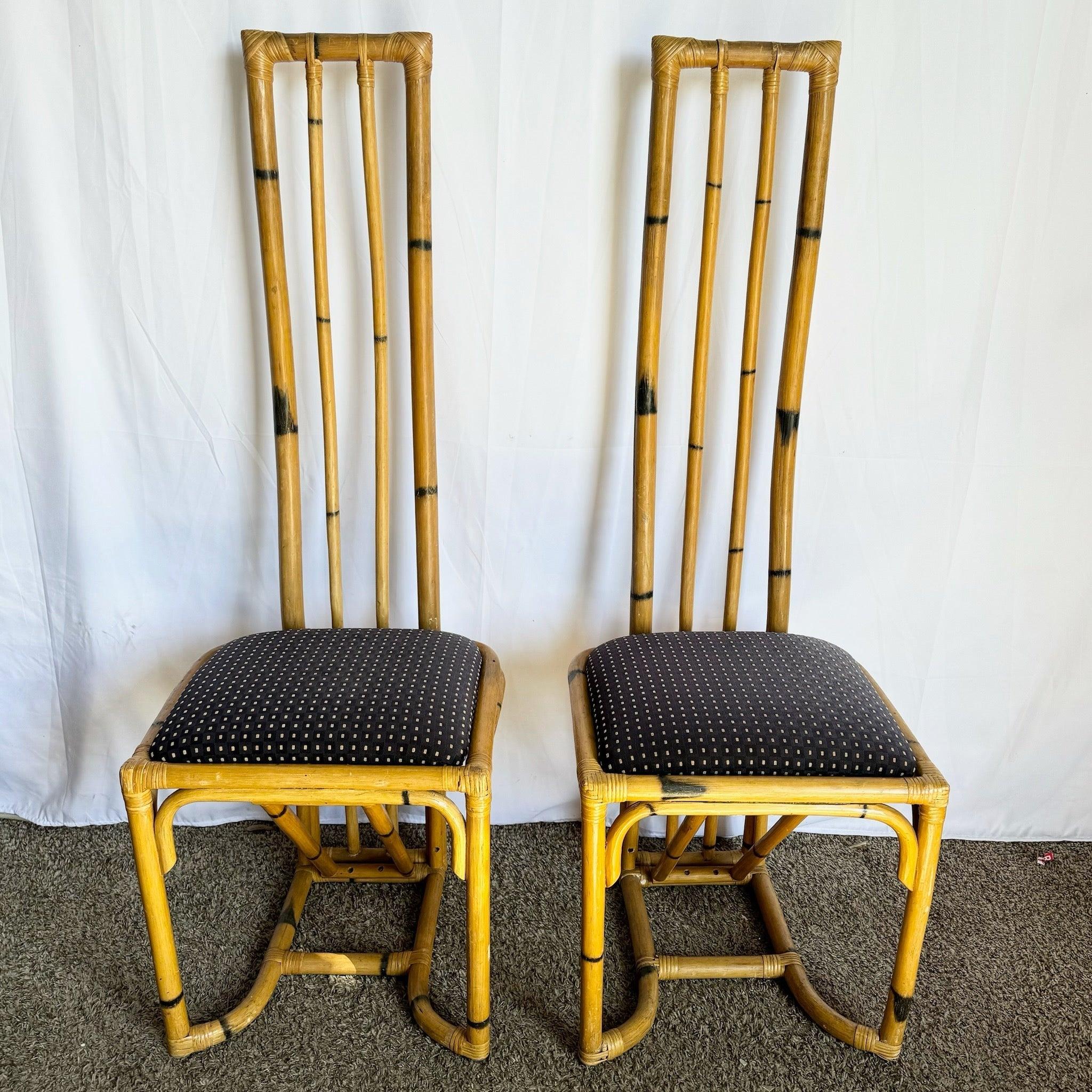 Boho Chic Esszimmerstühle aus gebogenem Bambus mit hoher Rückenlehne - 6er-Set im Zustand „Gut“ im Angebot in Delray Beach, FL