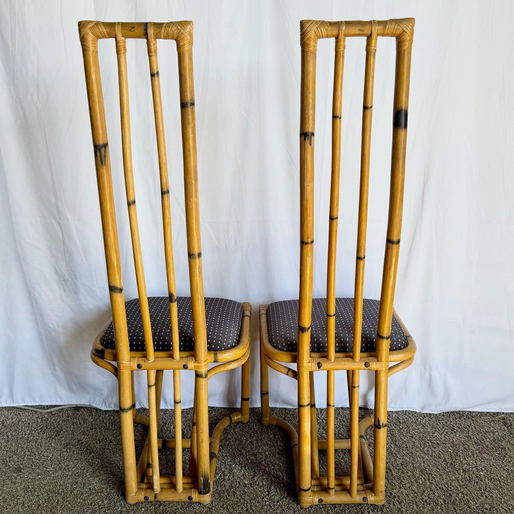 Boho Chic Esszimmerstühle aus gebogenem Bambus mit hoher Rückenlehne - 6er-Set (Ende des 20. Jahrhunderts) im Angebot